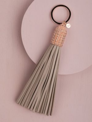 JOSIE TASSEL KEYRING-GREY/ROSE