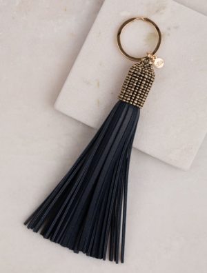 JOSIE  TASSEL KEYRING-NAVY/GOLD