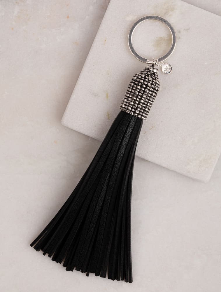 JOSIE TASSEL KEYRING-BLACK/SILVER