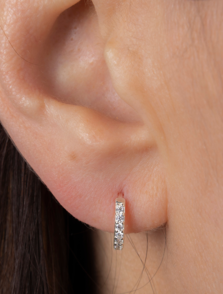 Ava Huggie Earrings - Sterling Silver - Image 2