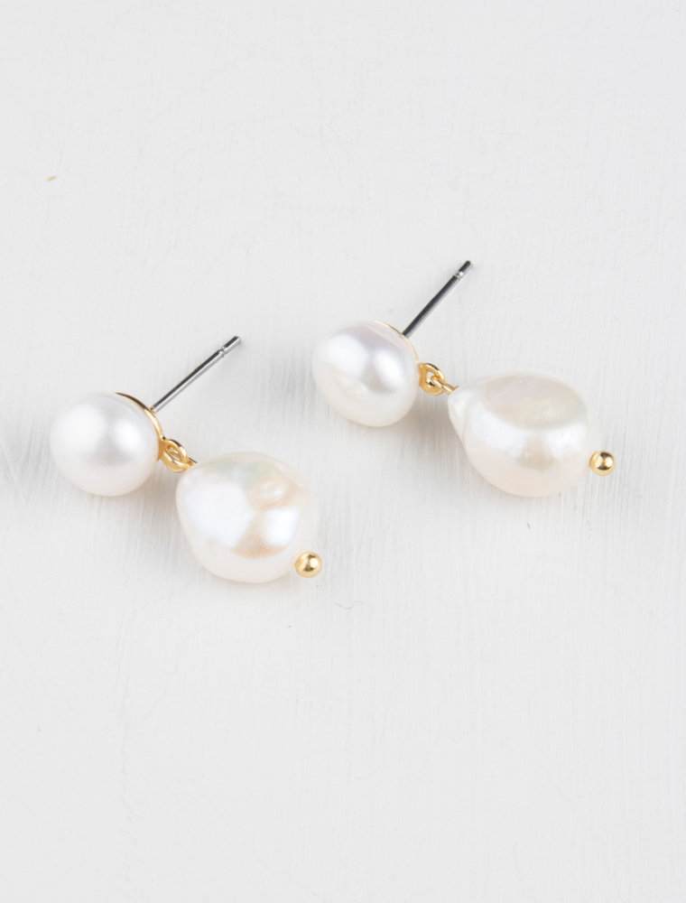 Avery Earrings - Gold Plated/Baroque Pearl
