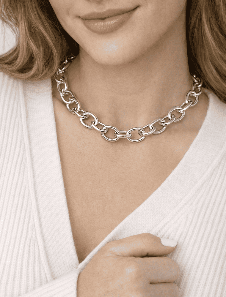 Pixie Chunky Short Necklace - Silver Plated