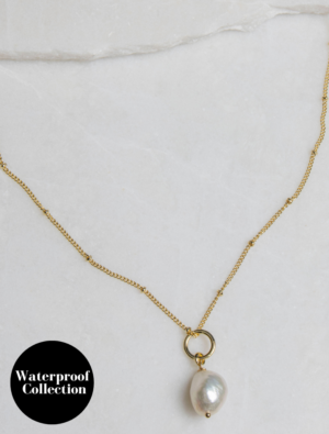 Jean Waterproof Baroque Pearl Necklace - 18k Gold Plated Stainless Steel
