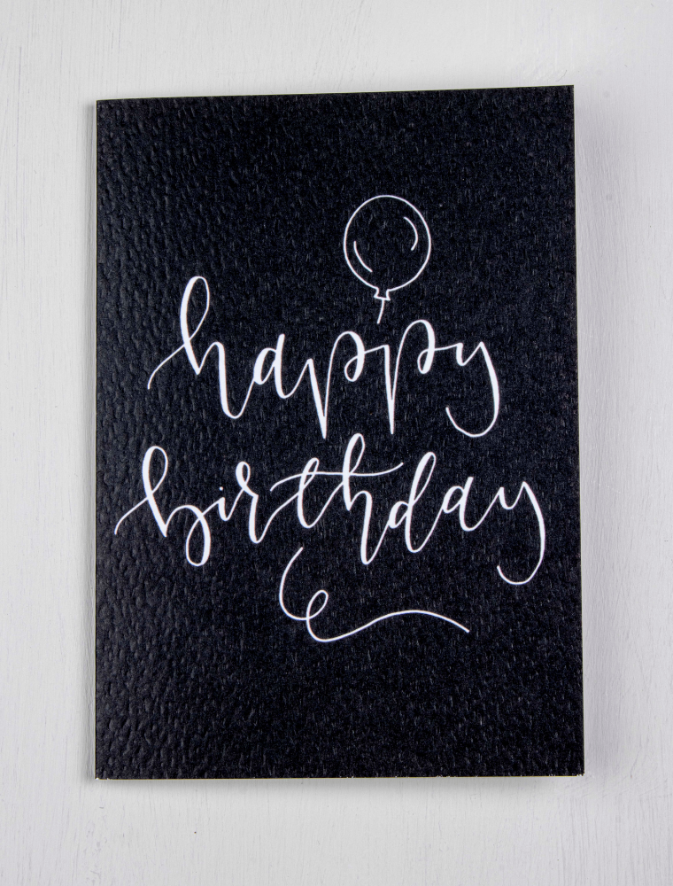 Happy Birthday Greeting Card - Black Card