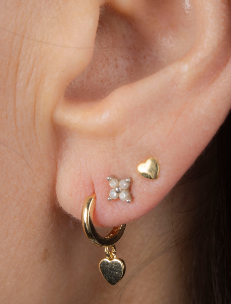 Claude Tiny Heart Huggie Earrings - Gold Plated on Sterling Silver - Image 4