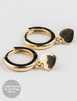 Claude Tiny Heart Huggie Earrings - Gold Plated on Sterling Silver
