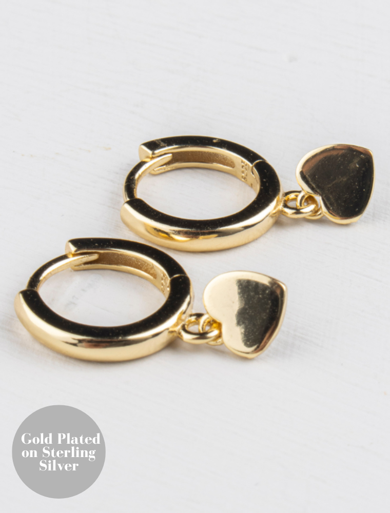 Claude Tiny Heart Huggie Earrings - Gold Plated on Sterling Silver