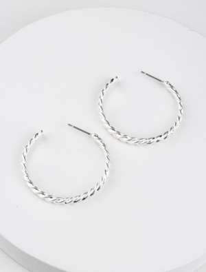 Delaney Twist Hoop Earrings - Silver Plated