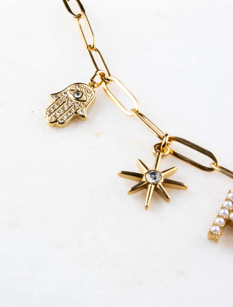 'My Capsule Wardrobe’ Waterproof Charm Paperlink Necklace - 18k Gold Plated Stainless Steel - Image 9