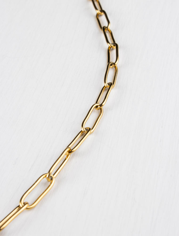 Lottie Waterproof Paperlink Necklace With Starburst Charms - 18k Gold Plated Stainless Steel - Image 7