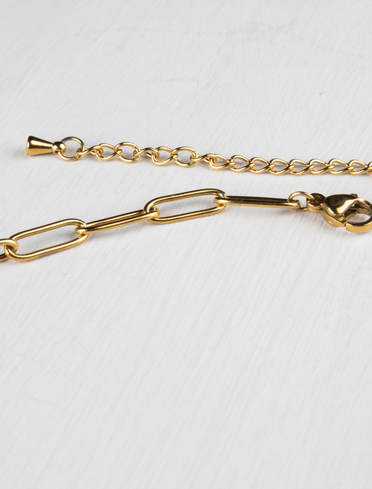 Lottie Waterproof Paperlink Necklace With Starburst Charms - 18k Gold Plated Stainless Steel - Image 6