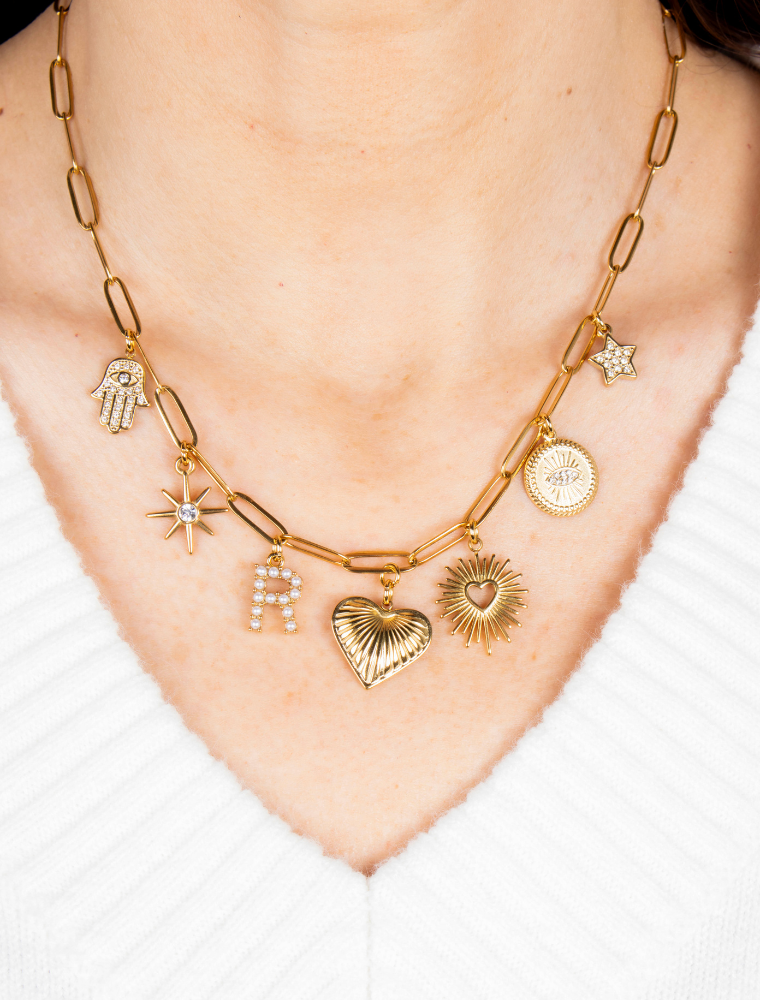 'My Capsule Wardrobe’ Waterproof Charm Paperlink Necklace - 18k Gold Plated Stainless Steel - Image 2