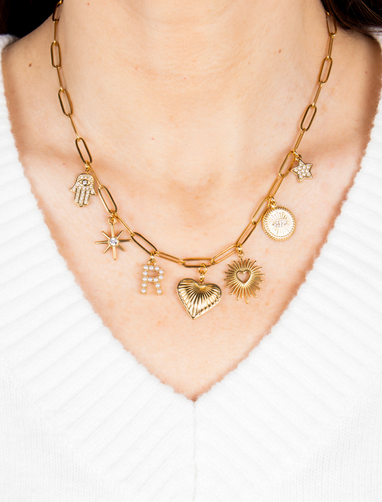 'My Capsule Wardrobe’ Waterproof Charm Paperlink Necklace - 18k Gold Plated Stainless Steel - Image 3