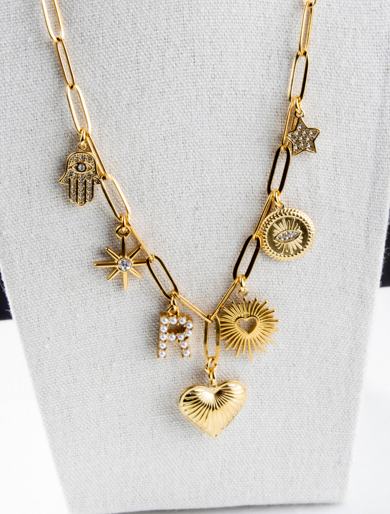 'My Capsule Wardrobe’ Waterproof Charm Paperlink Necklace - 18k Gold Plated Stainless Steel - Image 4