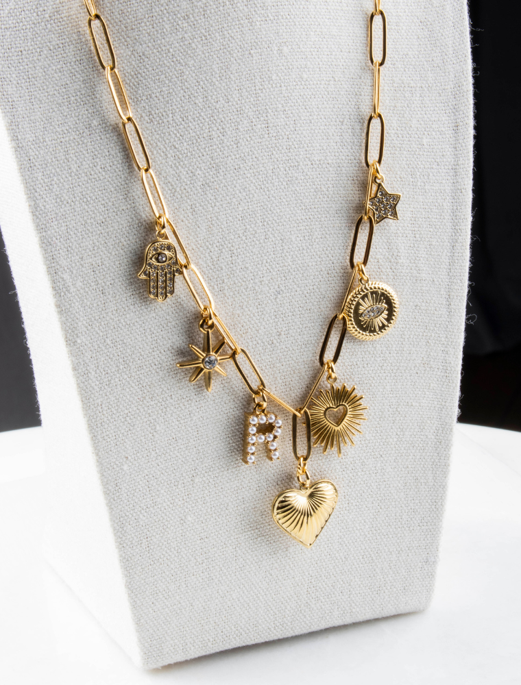 'My Capsule Wardrobe’ Waterproof Charm Paperlink Necklace - 18k Gold Plated Stainless Steel - Image 5