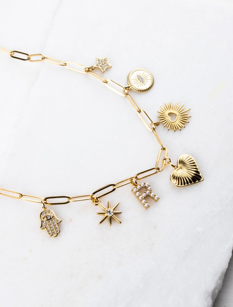 'My Capsule Wardrobe’ Waterproof Charm Paperlink Necklace - 18k Gold Plated Stainless Steel - Image 8