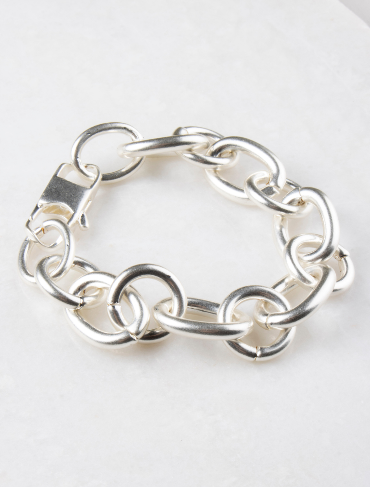 Portia Chunky Link Bracelet – Silver Plated