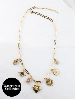 'My Capsule Wardrobe’ Waterproof Charm Paperlink Necklace - 18k Gold Plated Stainless Steel