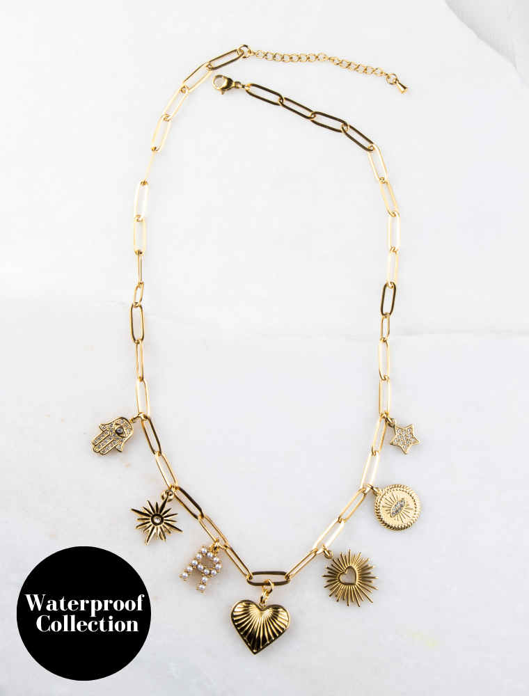 'My Capsule Wardrobe’ Waterproof Charm Paperlink Necklace - 18k Gold Plated Stainless Steel