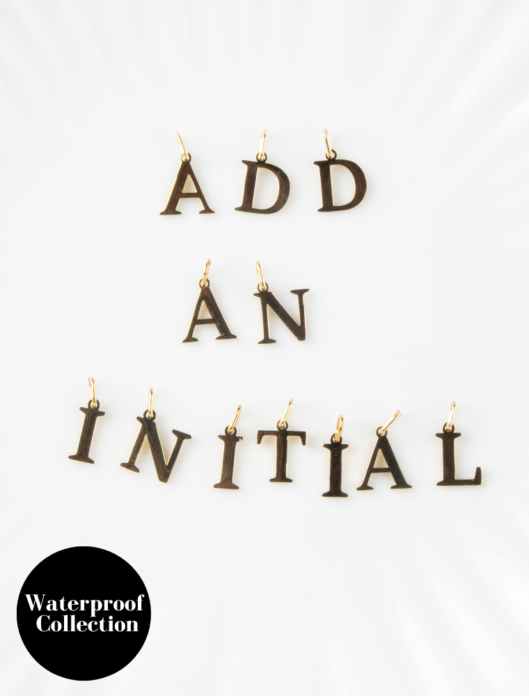 Flat Style Waterproof Small Initial Charm - 18K Gold Plated Stainless Steel