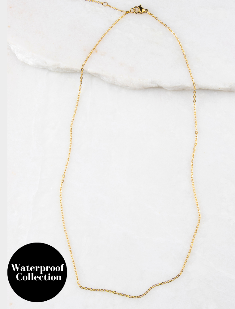Waterproof Short Fine Chain Necklace *For 1-3 Small Charms* - 18k Gold Plated Stainless Steel