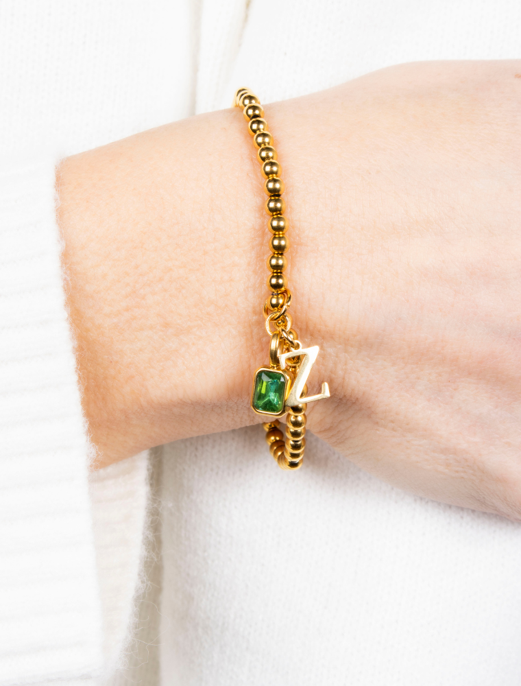 Waterproof Stretch Small Bead Bracelet - Add a Charm - 18k Gold Plated Stainless Steel - Image 5