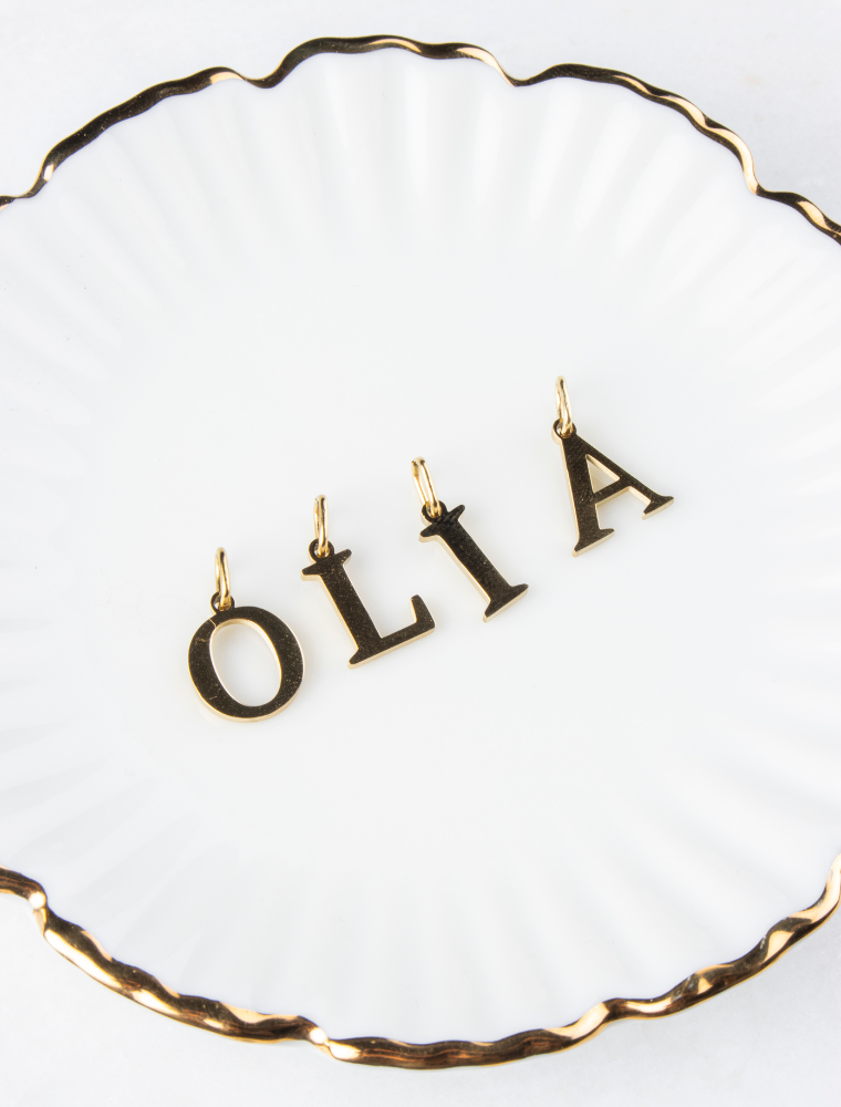 Flat Style Waterproof Small Initial Charm - 18K Gold Plated Stainless Steel - Image 2
