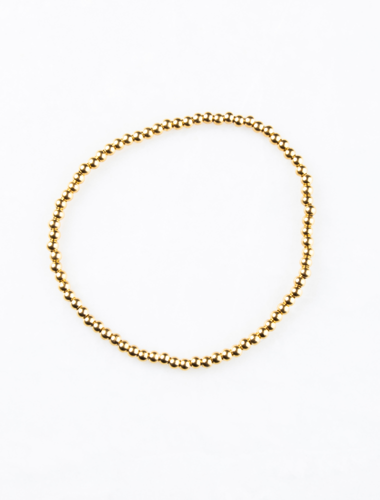 Waterproof Stretch Small Bead Bracelet - Add a Charm - 18k Gold Plated Stainless Steel - Image 6