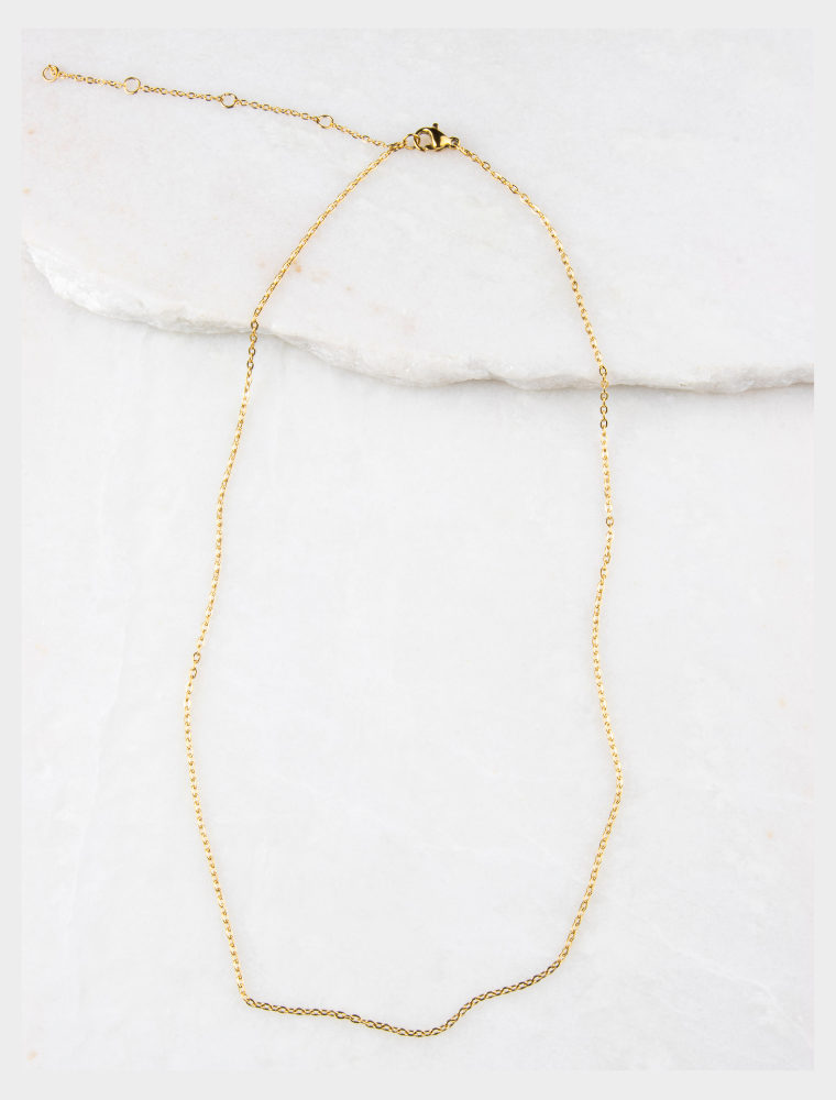 Waterproof Short Fine Chain Necklace *For 1-3 Small Charms* - 18k Gold Plated Stainless Steel - Image 4