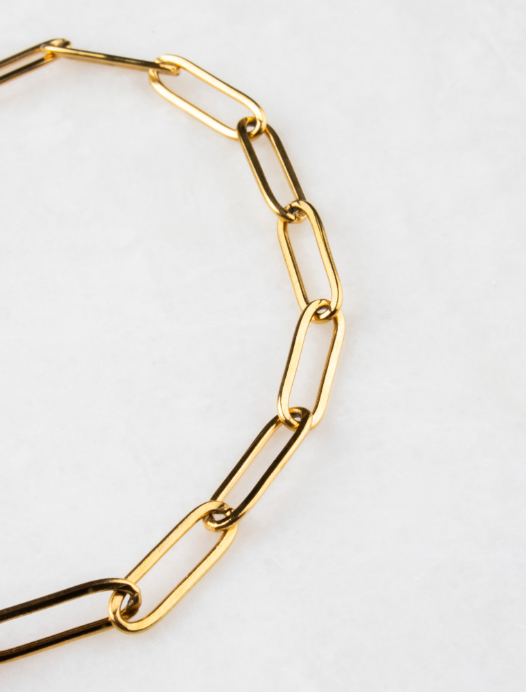 Norah Adjustable Waterproof Paperlink Bracelet With Freshwater Pearl Charm - 18k Gold Plated Stainless Steel - Image 3