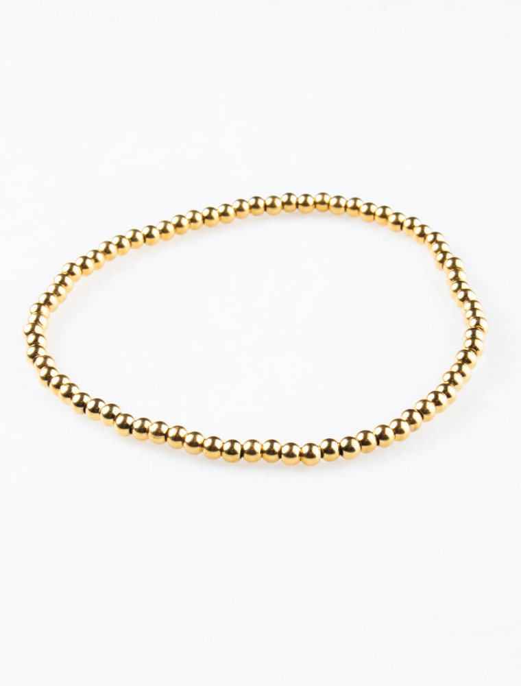 Waterproof Stretch Small Bead Bracelet - Add a Charm - 18k Gold Plated Stainless Steel - Image 8