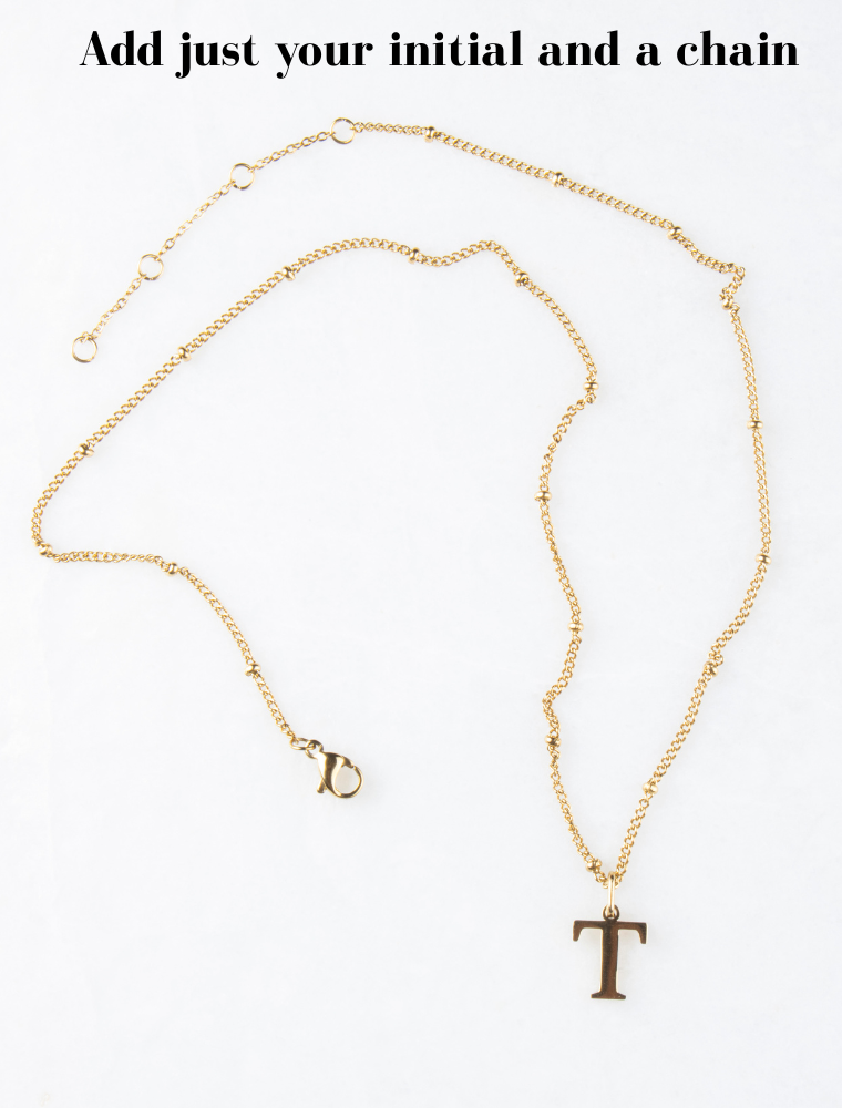 Flat Style Waterproof Small Initial Charm - 18K Gold Plated Stainless Steel - Image 6