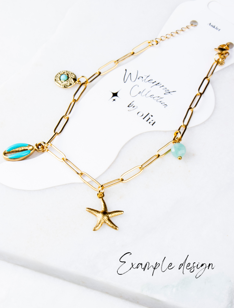 Create Your Own Waterproof Paperlink Charm Anklet - 18k Gold Plated Stainless Steel - Image 2
