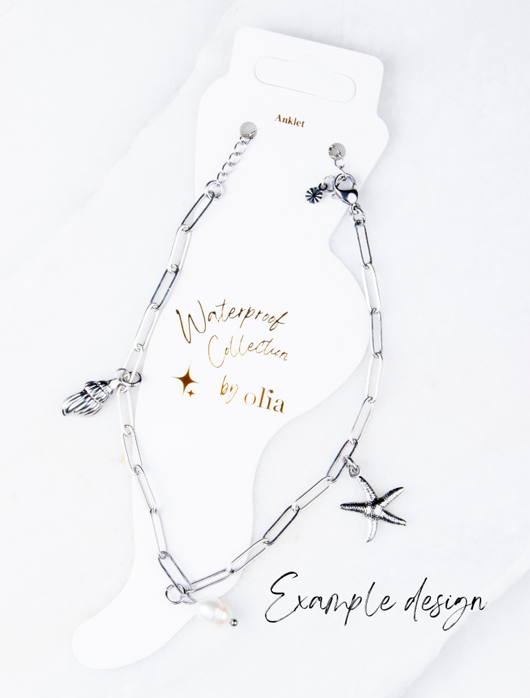 Create Your Own Waterproof Paperlink Charm Anklet - Silver Plated Stainless Steel - Image 4