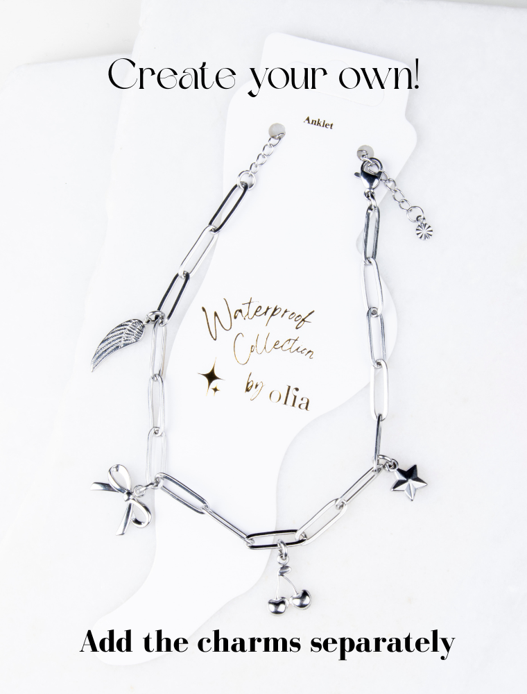 Create Your Own Waterproof Paperlink Charm Anklet - Silver Plated Stainless Steel - Image 2