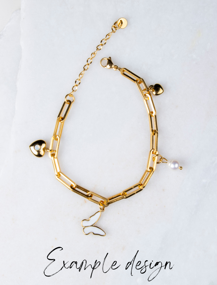 Create Your Own Waterproof Paperlink Charm Bracelet – 18k Gold Plated Stainless Steel - Image 6