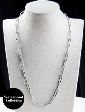 Create Your Own Waterproof Paperlink Charm Necklace – 4.5mm Size PaperLink – Silver/Stainless Steel