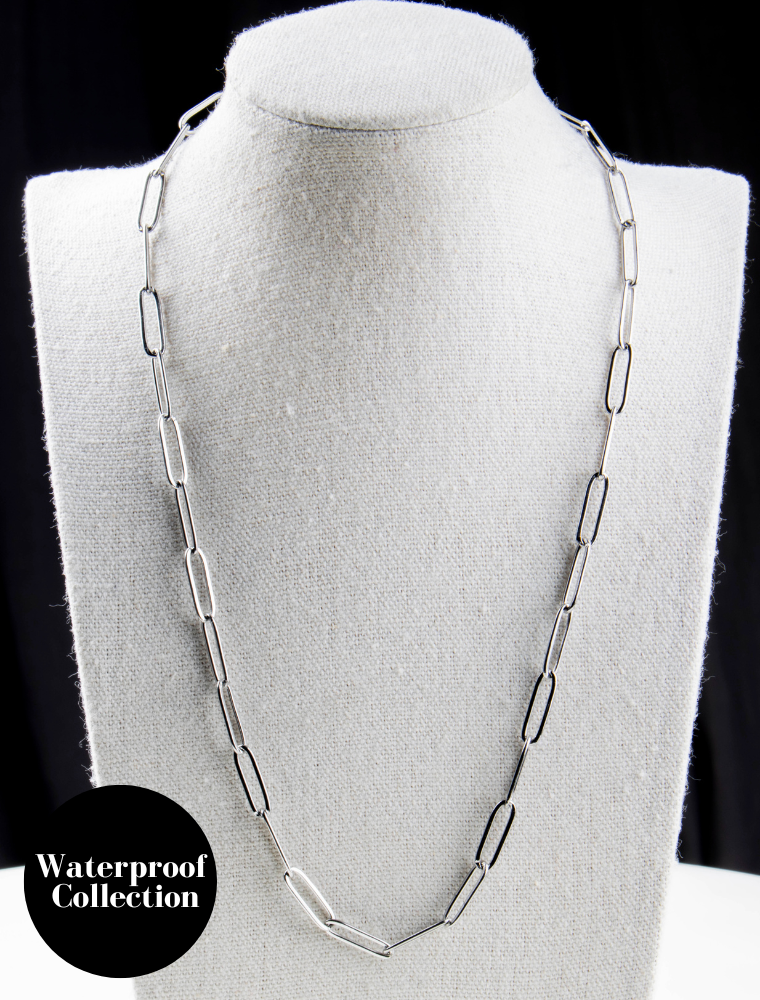 Create Your Own Waterproof Paperlink Charm Necklace – 4.5mm Size PaperLink – Silver/Stainless Steel