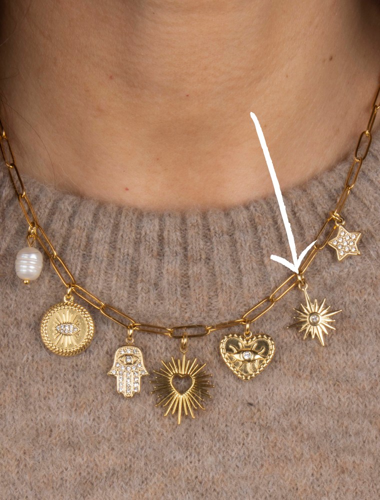 Large Detailed Crystal Starburst - 50 - 18k Gold Plated Stainless Steel - Image 2