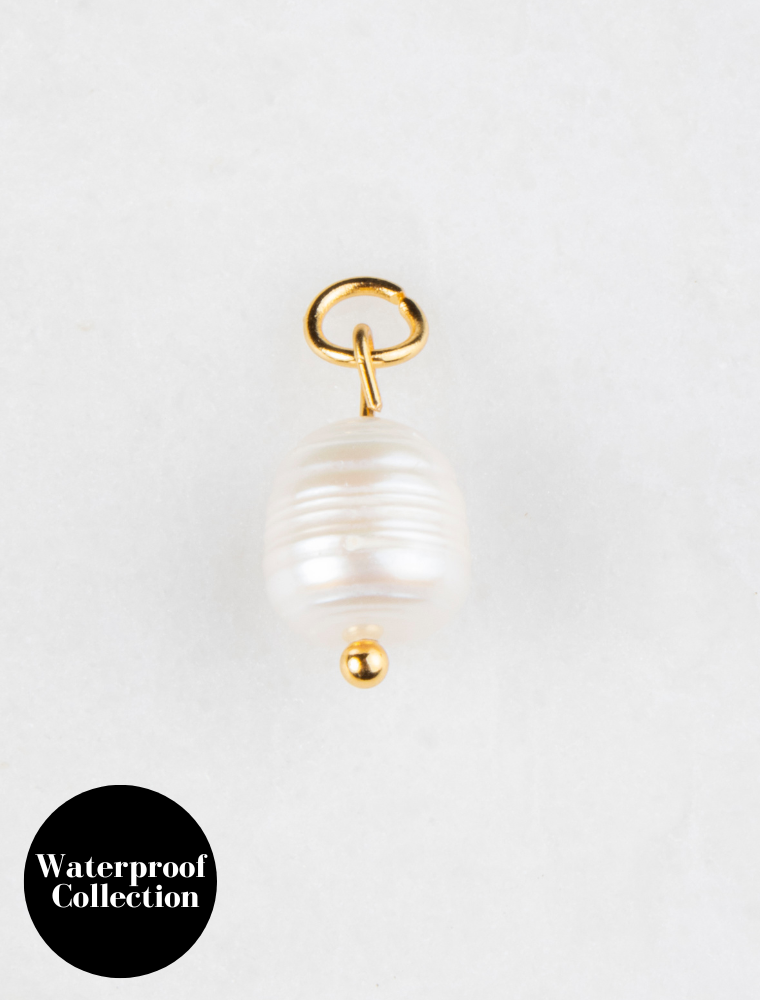 Small Freshwater Pearl Charm - 4 - 18k Gold Plated Stainless Steel