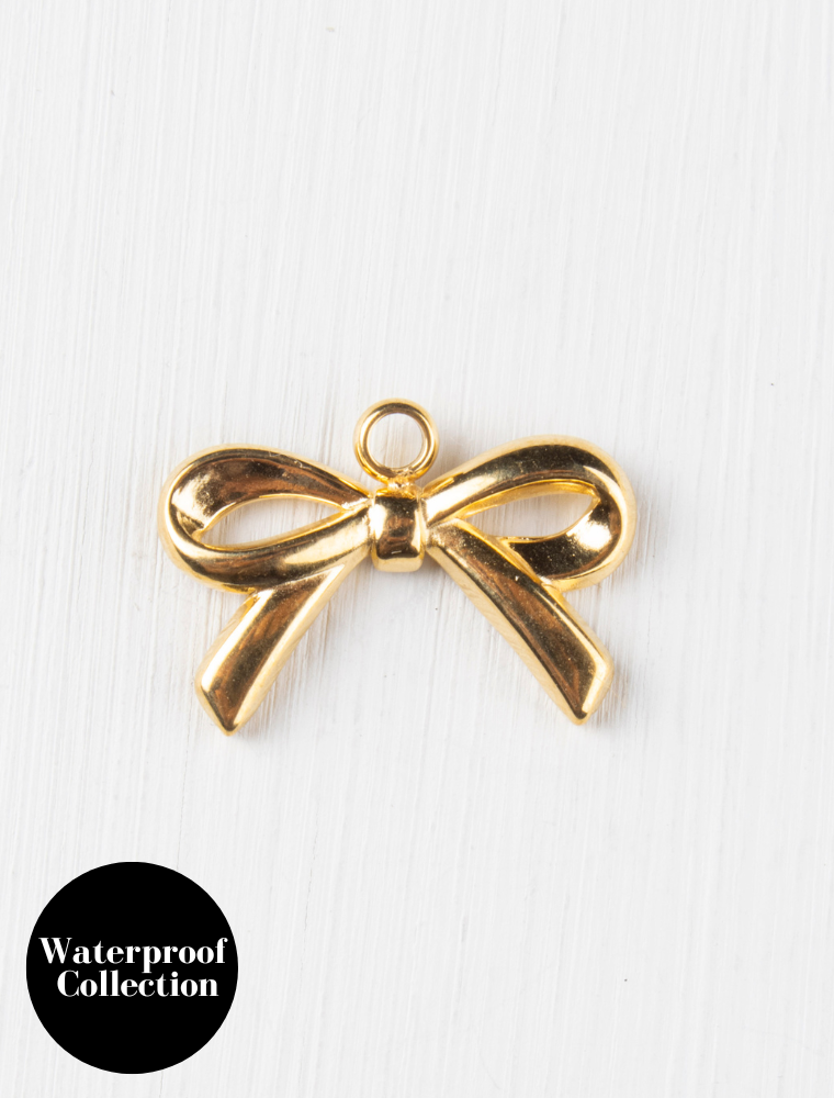 Small Bow Charm - 61 - 18k Gold Plated Stainless Steel