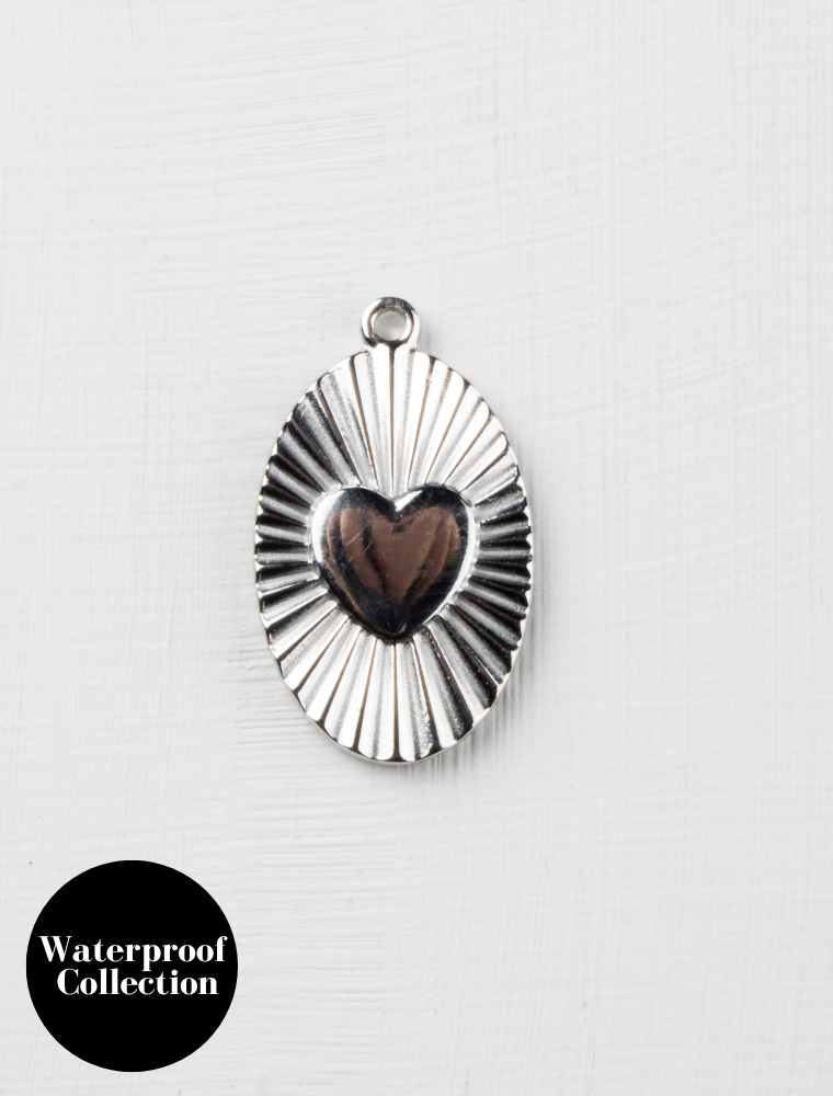 Large Oval Heart Disc - 81 - Silver/Stainless Steel
