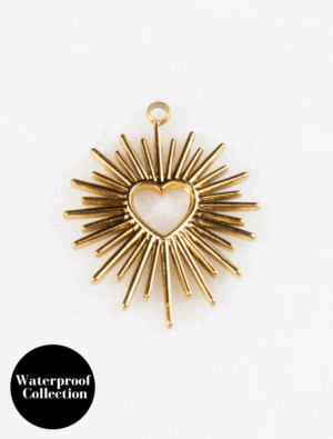 Large Heartburst Charm - 20 - 18k Gold Plated Stainless Steel