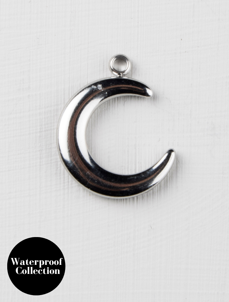 Large Crescent Moon Charm - 67 - Silver/Stainless Steel