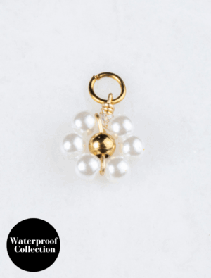 Small Pearl Flower Charm - 26 - 18k Gold Plated Stainless Steel