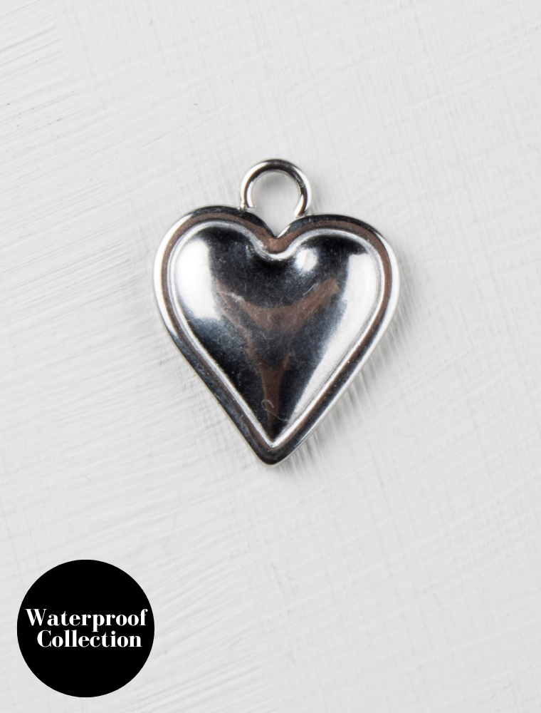 Medium Flat Heart Charm - 79 - Silver/Stainless Steel