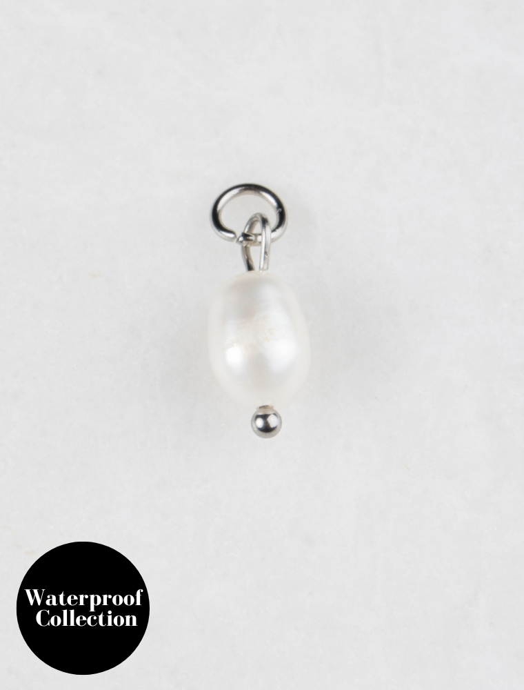 Small Freshwater Pearl Charm - 2 - Silver/Stainless Steel