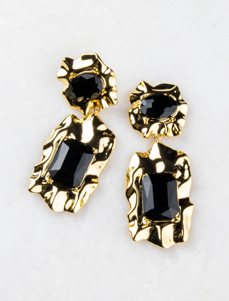 Sample Sale No71. Statement earrings-Gold/black. - Image 2