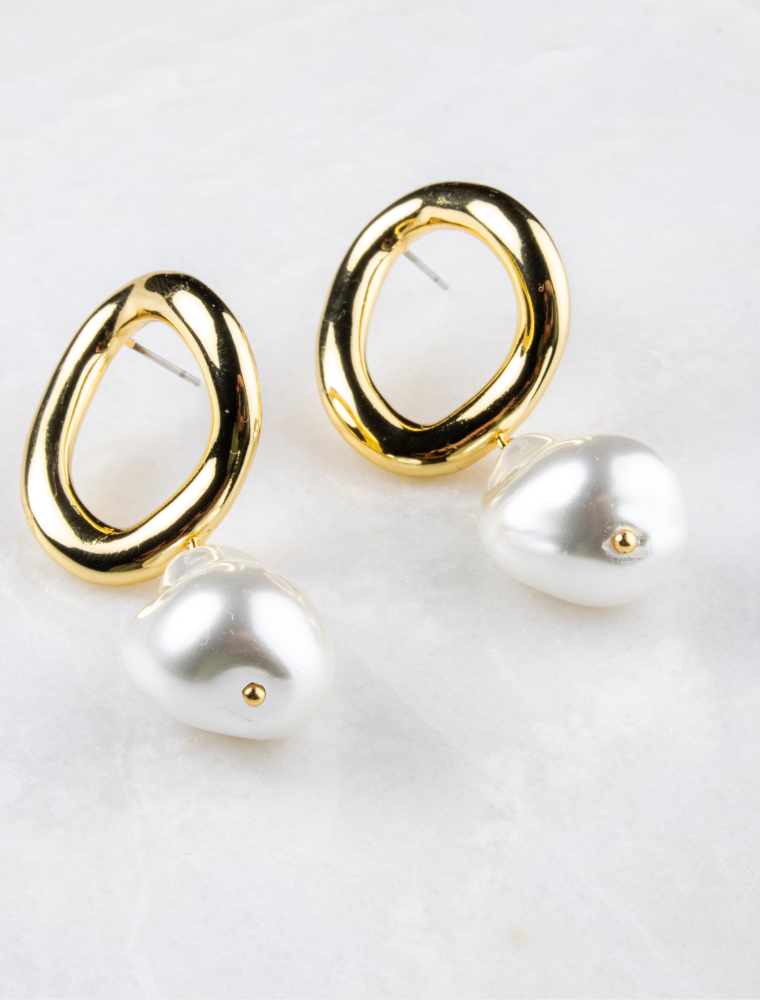 Elishia Drop Earrings - Gold Plated/Pearl - Image 3