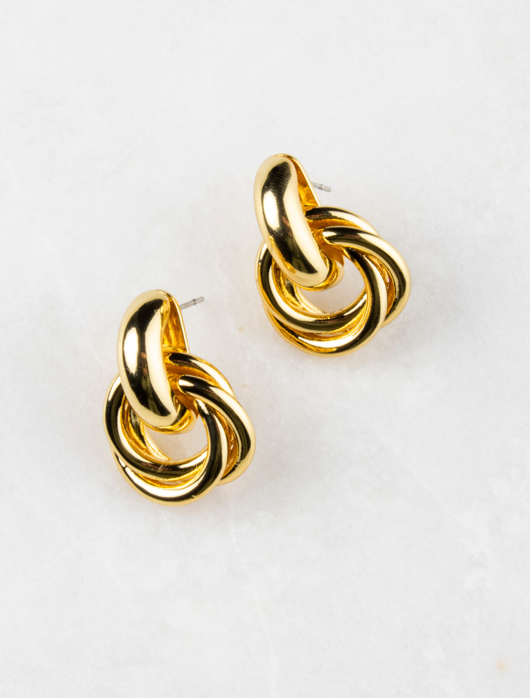 Astra Knot Style Earrings - Gold Plated - Image 4